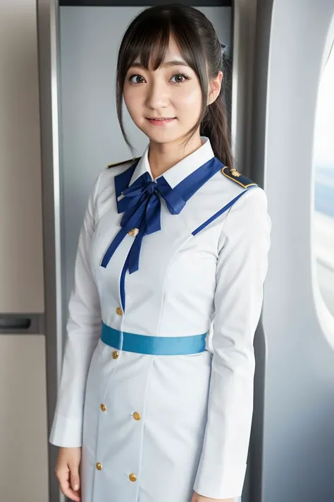 <lora:ayana_nishinaga_obj20:0.3>, full_body, standing barefoot,flight attendant uniform, skirt, (ayana_nishinaga: 1.3), perfect face, (contact iris: 1.1), pale skin, skin pores , depth of field