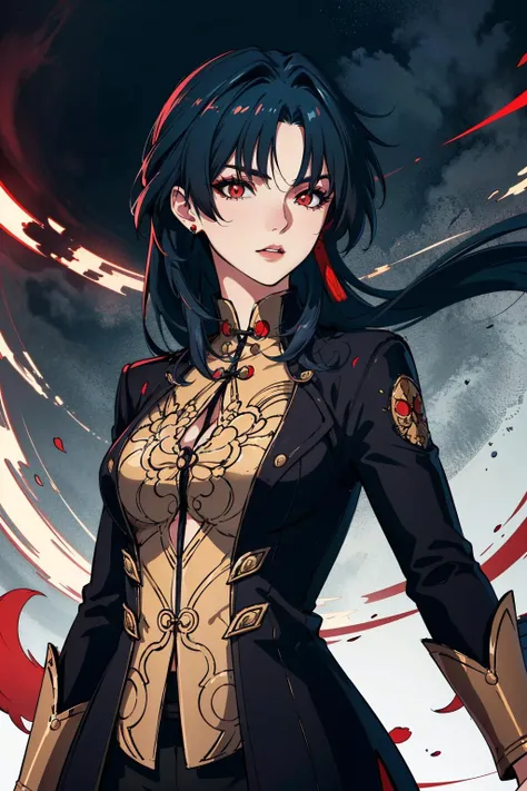masterpiece, best quality, realistic, 8k, official art, cinematic light, ultra high res,
1girl, <lora:Blade_FMv13:1>,blade,black coat, chinese clothes,bangs,red eyes,
dynamic pose, looking at viewer, dynamic angles