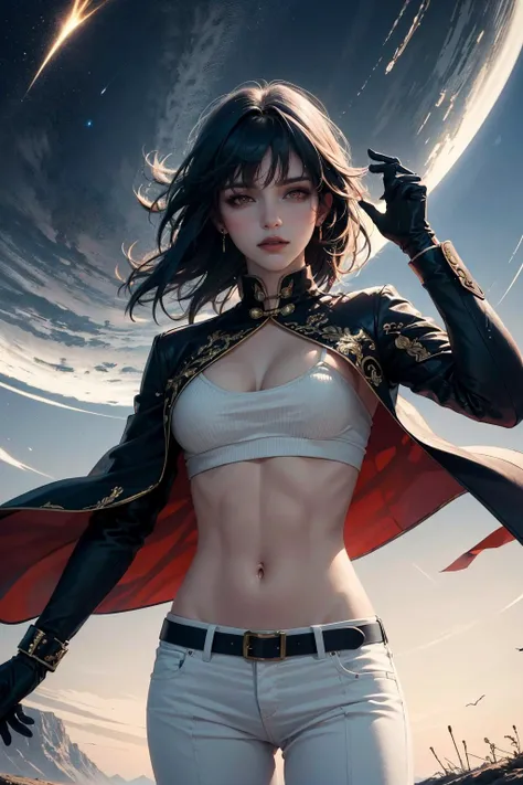 masterpiece, best quality, realistic, 8k, official art, cinematic light, ultra high res,
1girl, <lora:Blade_FMv13:0.8>,blade\(hsr\),black coat, chinese clothes,(bangs:1.2),red eyes, white pant, dark blue hair,
dynamic pose, dynamic angles