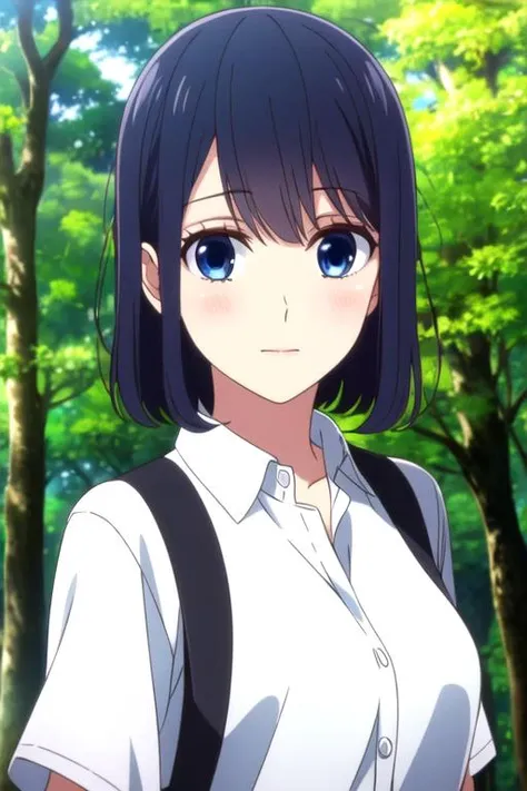 masterpiece, best quality, movie still, 1girl, solo, looking at viewer, , depth of field, , realistic, <lora:misaki_takasaki:0.66>, misaki_takasaki, black hair, blue eyes