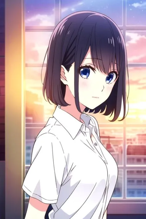 masterpiece, best quality, , 1girl, solo, looking at viewer, upper body, depth of field, (watercolor illustration, soft pastel colors:1.1), , <lora:misaki_takasaki:0.70>, misaki_takasaki, black hair, blue eyes