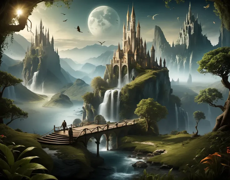 Imagine creative and fantasy-themed wallpaper designs. Render with clarity and precision, capturing visually enchanting scenes suitable for enhancing desktop aesthetics with a touch of fantasy.