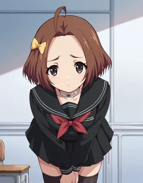 score_9, score_8_up, score_7_up, source_anime,
rikamakiba, <lora:rika-makiba-ponyxl-lora-nochekaiser:1>
rika makiba, short hair, brown hair, bow, black eyes, ahoge, hair bow,
skirt, thighhighs, long sleeves, school uniform, serafuku, choker, black thighhighs, black skirt, collar, zettai ryouiki, black serafuku,
indoors, classroom, bent over,
looking at viewer, dutch angle, cowboy shot,