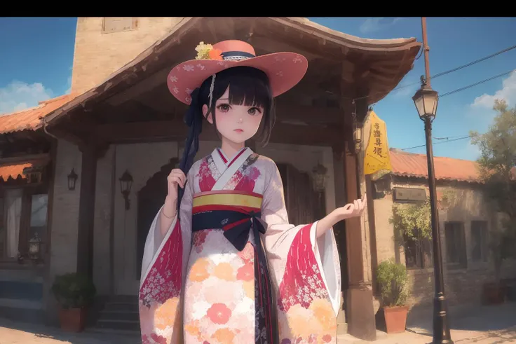 ((((ultra illustrated style:1.0)))),best quality,best animated,masterpiece,ray tracing, global illumination,Taisho's romantic,1girl, solo,cowboy shot,looking at viewer, outdoors,
<lora:Taisho's romantic-000006:1>