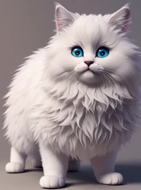 mr. fluffy the fluffiest fluff ball kitten on earth, CUTE ornate, dynamic, particulate, intricate, elegant, highly detailed, centered, artstation, smooth, sharp focus, octane render, in the style of modern disney, 3d