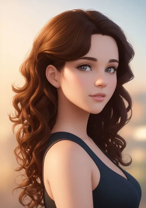 <lora:duchaitendreamworld_LoRA300:1>modern disney style, beautiful brunette with beautiful (curly hair), (portrait), daylight, (blurred background), WLOP, Rossdraws, ArtStation, CGSociety, concept art, cgsociety, octane render, trending on artstation, artstationHD, artstationHQ, unreal engine, 4k, 8k