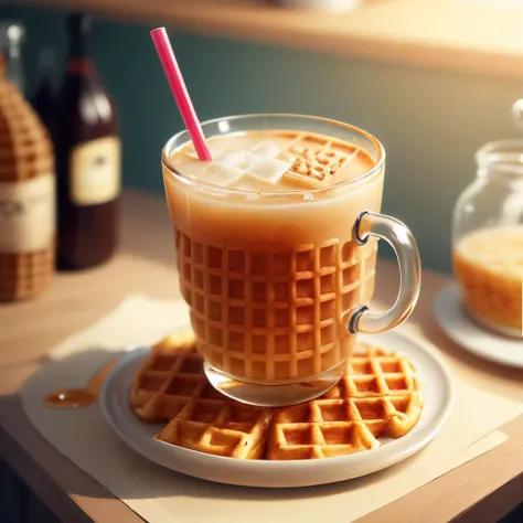 <lora:WaffleStyle:0.8> WaffleStyle drink made out of waffle