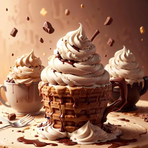 <lora:WaffleStyle:0.35> WaffleStyle robot, <lora:ChocolateWetStyle:0.35> ChocolateWetStyle robot, <lora:WhippedCreamTopStyle:0.35> WhippedCreamTopStyle robot, <lora:GelatoStyle:0.35> GelatoStyle robot, golden hour lighting, DOF