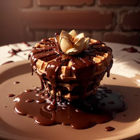 <lora:WaffleStyle:0.45> WaffleStyle flower, <lora:ChocolateWetStyle:0.45> ChocolateWetStyle flower, golden hour lighting, DOF