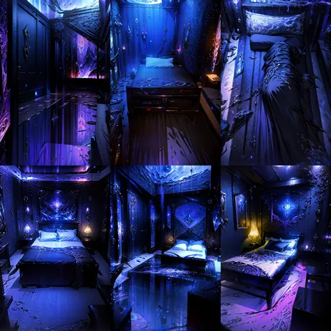 (otherworldly, otherworldly atmosphere, otherworldly appearance), highly insanely detailed, masterpiece, top quality, best quality, highres, 4k, 8k, RAW photo, bed, bsdm-room <lora:bsdm-room-v1-000006:1>, (fantasy world)