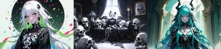 highly insanely detailed, masterpiece, top quality, best quality, highres, 4k, 8k, RAW photo, (very aesthetic, beautiful and aesthetic),
__lazy-wildcards/subject/env-elem/skull/prompts__,
(1girl:1.3), 1other,
{0.3::(__lazy-wildcards/subject/costume-ethnicity-body-skin-tone/dark-skinned/prompts__:1.1)|},
{__lazy-wildcards/prompts/hair__|},
__lazy-wildcards/dataset/background__,âââ