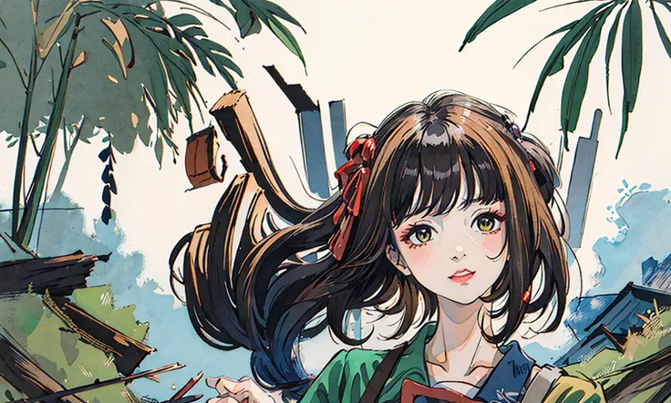 ((masterpiece)),(((best quality))),illustration,1girl,stand on the grass <lora:GenshenImpactYoimiya_10:.8>