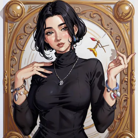 a drawing of a woman with a yellow top and earrings, full color illustration, in the art style of bowater, inspired by Harumi Hironaka, milo manara style, by Yoshihiko Wada, manara, style of charlie bowater, inspired by Asaf Hanuka, inspired by Tomer Hanuka, in style of charlie bowater, color illustration