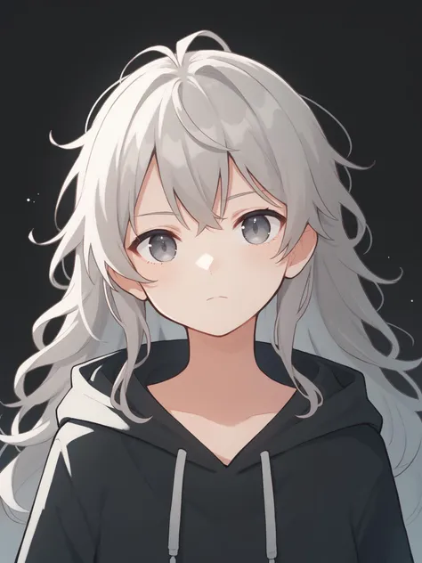 source_anime, score_9, score_8_up, score_7_up, highly detailed, BREAK  <lora:last:0.6>, <lora:4th_tail_lora_extract_l:1>
1girl, solo, black hoodie, grey hair, grey eyes, expressionless, portrait, dark background, simple background, very long hair, messy hair, wavy hair,