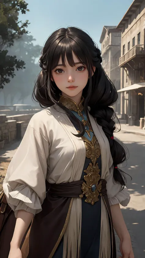 (masterpiece), (best quality), looking at viewer, character on front,
lady, light black eyes, outdoors, fringe, (natural wavy:0.9),
cinematic, (fantasy),
{Long hair|Shaggy cut|ponytail|pixie cut|top knot|updo|Undercut}, cowboy shot,