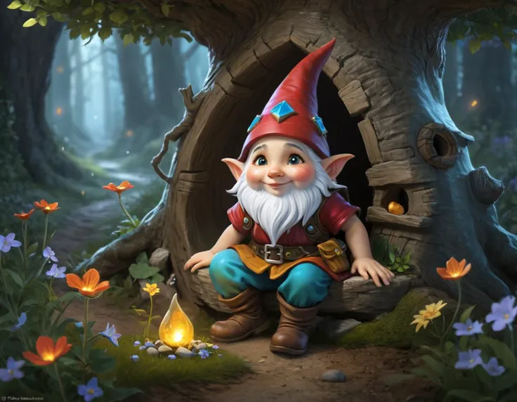 In the whimsical realm of Fairytale, tiny tinkerers known as Gnommes lived in glittering underground burrows. One remarkable Gnome, Ember, crafted magical devices in her cozy workshop beneath an ancient tree. As seasons changed, she tended the whimsical landscapes above, whispering secrets to trees and dancing with wildflowers. One day, a young adventurer discovered Ember's world and together they explored the magical terrain, where crystal formations sang and moonlight painted glittering pathways. In this enchanted land, the line between reality and fantasy blurred, revealing endless wonders.