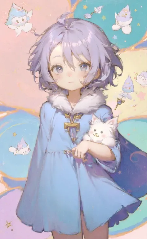 cute chibi wizard, adorable, spoken ellipsis, pastel colors, fluffy, soft