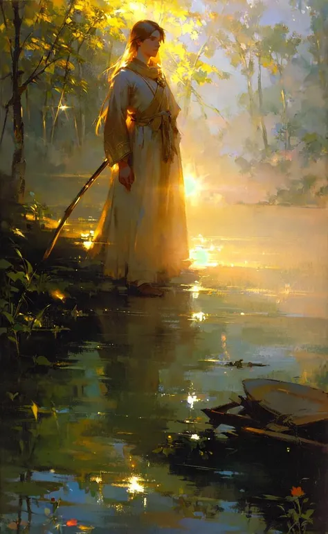 3d,Anders Zorn, (mario:1.1), actions, moody lighting, tranquil, calm, glow, glowing, mystical, magical, rim lighting, fantasy, sunbeam, soft lighting, sparkle, glittering