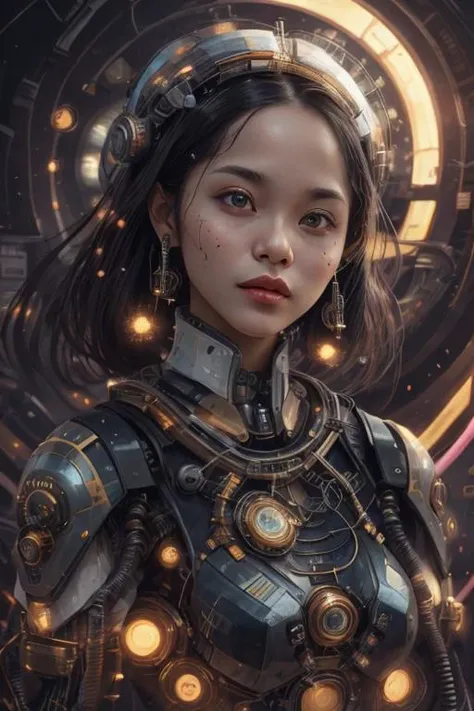 sci-fi, [designed by Ayako Rokkaku| (Okuda San Miguel:1.3) ], digital art, robotic Ceres, wearing Quartz cybernetics, Dark, Ruby detailed eyes, skin pores, <lora:Hyper-SD15-8steps-lora:0.5>, delicate, fabulous colors, badge, highly detail, fantastic aesthetic, cinematic atmosphere <lora:ip-adapter-faceid-plusv2_sd15_lora:1>