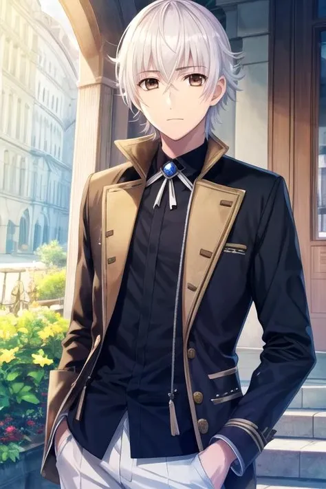 masterpiece, best quality, photorealistic, 1boy, solo, male focus, looking at viewer, , , , , <lora:yashiro_isana:0.72>, yashiro_isana, white hair, brown eyes, , ,