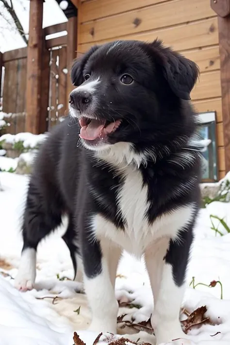 <lora:Gucio1_lora:1>, portrait of Gucio, color grading, vivid colors, (depth of field:1.2), film grain, (looking at viewer:1.3), bokeh, sunshine, details, texture, masterpiece, best quality, photo of a dog, focus, snow, city background, winter