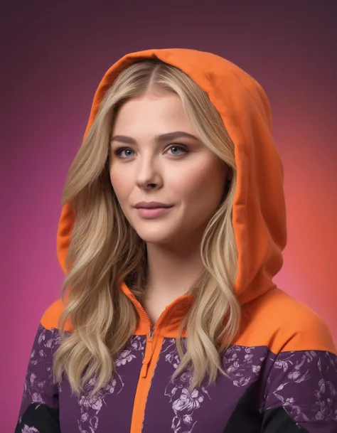 portrait of ((ohwx woman)) wearing an orange hoody, by don bluth. trending on artstation and deviantart pinterest photorealistic hd 8 k highlights & shadow detailed high resolution award winning photography red black purple neon colors octane render hyperrealism cinematic greg rutkowski mucha magali villeneuv lisa frank / apocalyptic color scheme warhammer 40 s retrofure style atmosphere evil fantasy intricate details portrait character concept fashion design <lora:moretz_lora_sdxl_64:0.90>