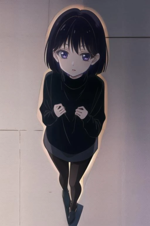 <lora:Tomoe_Hotaru:0.9> Tomoe_Hotaru,bob_cut, short_hair, black_hair, dress, Turtleneck knitwear,long_sleeves, pantyhose, black_legwear,