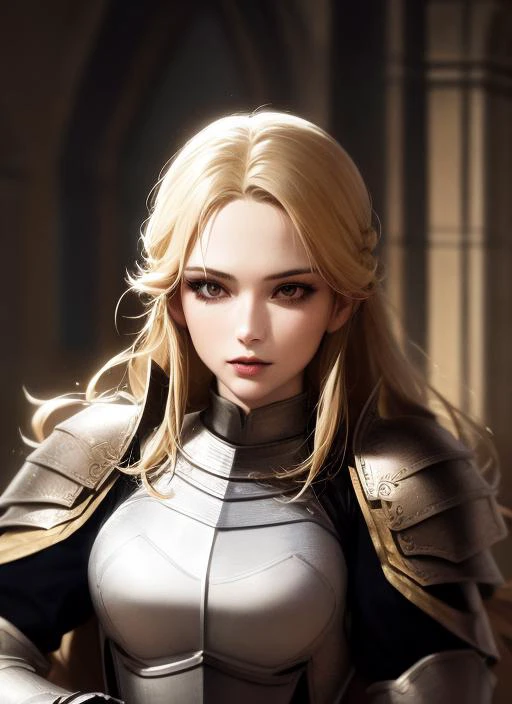 1girl, action scene, (upper body:1.2) portrait of (beautiful paladin princess:1.2) with (paladin hammer in her hands:1.1), (ivory skin_color:1.2), beautiful face, (blonde braided hair:1.2), (lips:1.1), yellow eyes, athletic, (wide hips:0.9), (thick thighs:0.9), (short white skirt:1.2), (light leather armor:1.2), (black corset:0.9), frills, golden atmosphere, medieval, fantasy, hdr, volumetric lighting, cinematic lighting and shadows, very detailed, cinematic, tall, <hypernet:sxz-snyderstyle-v1-850:1.0>