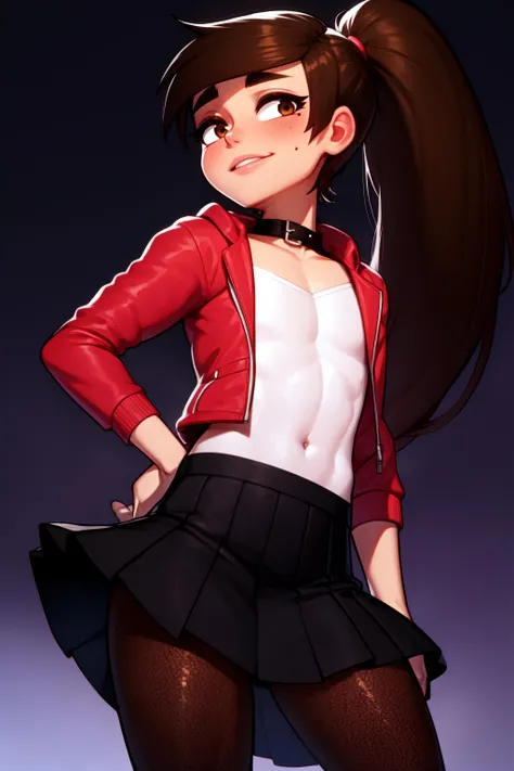 masterpiece,best quality,extreme detail,8k,<lora:laura:0.8>,laura2,1girl,solo,long hair,breasts,looking at viewer,skirt,large breasts,shirt,black hair,thighhighs,bow,navel,cleavage,brown eyes,jewelry,underwear,school uniform,panties,thighs,pleated skirt,midriff,dark skin,arms up,bracelet,official alternate costume,dark-skinned female,lips,crop top,plaid,black panties,red skirt,highleg,wavy hair,plaid skirt,arms behind head,thong,green background,toned,asymmetrical hair,highleg panties,electricity,