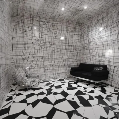 <lora:SDXL_Black_White_Sa_May_50:1> black and white line a room