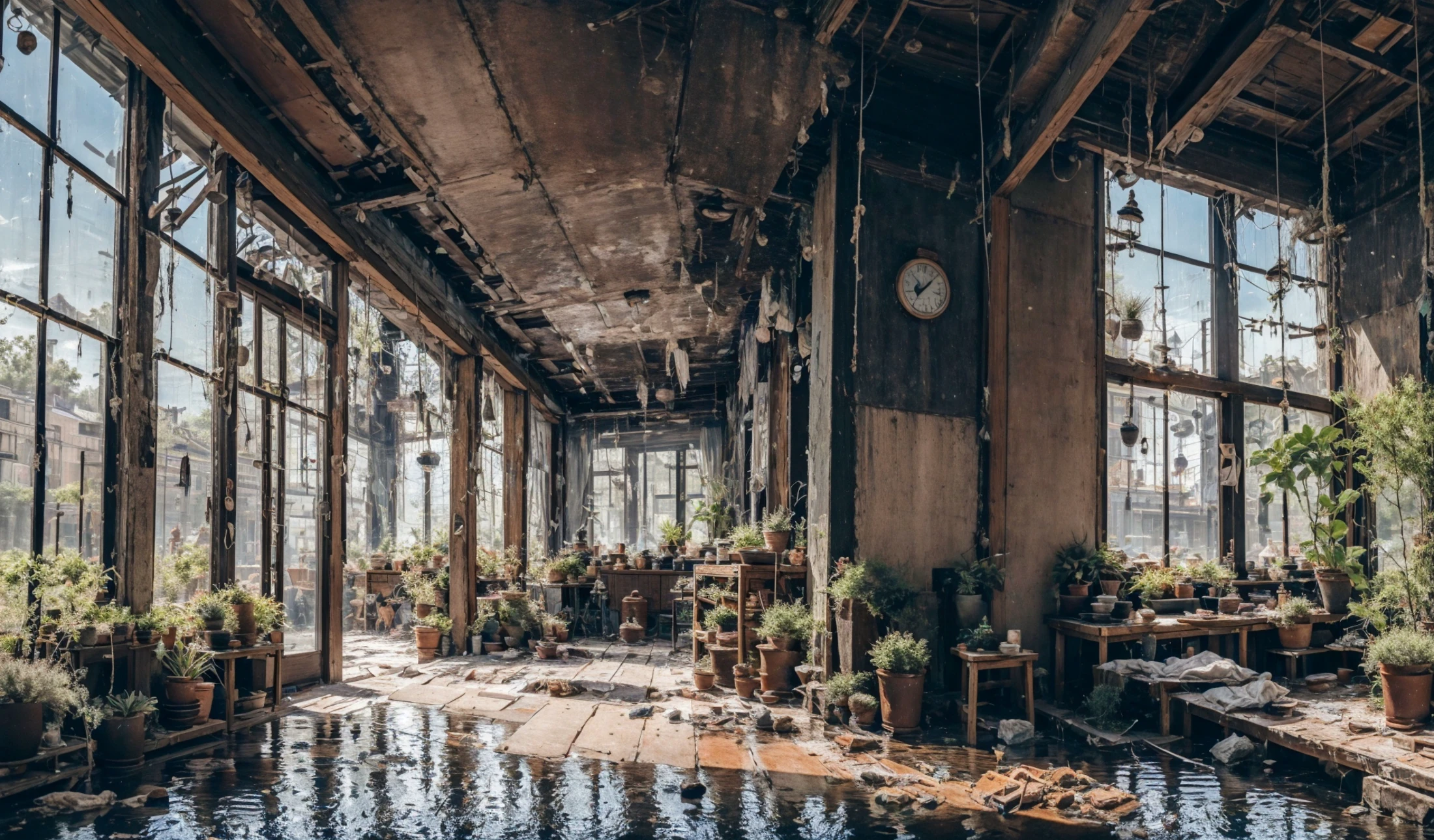 (dramatic, gritty, intense:1.4),masterpiece, best quality, 32k uhd, insane details, intricate details, hyperdetailed, hyper quality, high detail, ultra detailed, Masterpiece, Sunlight, high contrast, light and dark contrast,
xuer house, Plants,Courtyard, water,
<lora:~Q?-e_^{QfoV2 xuer house:0.8>