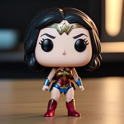 UHD, photo realistic image of a wonder woman funko pop, full body