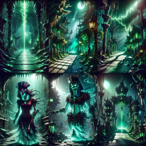 (otherworldly, otherworldly atmosphere, otherworldly appearance), highly insanely detailed, masterpiece, top quality, best quality, highres, 4k, 8k, RAW photo, ((ancient egyptian theme:1.2)), 
(mystical theme), mystical gatmosphere, arcane sanctuaries, otherwordly aura, 
(long_hair, long hair, random colors hair, glowing hair, hair over one eye, long messy hair), 
(eyelashes, eyeliner, eyeshadow, eyelashes, long eyelashes), 
collar, earrings, jewelry, necklace, armlet, 
tentacle, (underwater), nsfw, 
Homestay, Resort, Guest House, 
building, structure, still life, swirling energy, 
action pose, 
drunk, closed eyes, 
abandoned building, shopping mall, overgrown with vegetation, [volumetric fog], cinematic lighting, colorful, 
<lora:GhostPirateWorld:1>,  ghostpirateworld, green glow, green glowing aura, winding alley with bridges and roads, (fantasy world)