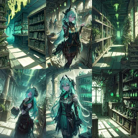 (otherworldly, otherworldly atmosphere, otherworldly appearance), highly insanely detailed, masterpiece, top quality, best quality, highres, 4k, 8k, RAW photo, ((ancient egyptian theme:1.2)), 
(mystical theme), mystical gatmosphere, arcane sanctuaries, otherwordly aura, 
(long_hair, long hair, random colors hair, glowing hair, hair over one eye, long messy hair), 
(eyelashes, eyeliner, eyeshadow, eyelashes, long eyelashes), 
collar, earrings, jewelry, necklace, armlet, 
tentacle, (underwater), nsfw, 
Homestay, Resort, Guest House, 
building, structure, still life, swirling energy, 
action pose, 
drunk, closed eyes, 
abandoned building, shopping mall, overgrown with vegetation, [volumetric fog], cinematic lighting, colorful, 
<lora:GhostPirateWorld:1>,  ghostpirateworld, green glow, green glowing aura, winding alley with bridges and roads, (fantasy world)