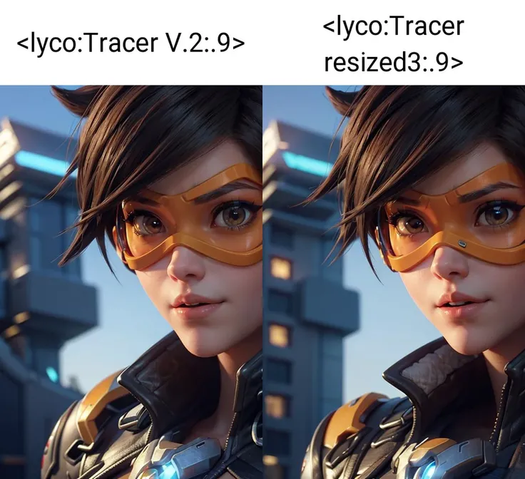 portrait of tracer, close up, 3d, CGI, Render, realistic, realism, photorealism, photo-realistic, high contrast, (photorealistic:1.4), (perfect female figure), 8k high definition detailed realistic, (best quality, masterpiece:1.2), photon mapping, radiosity, physically-based rendering, best quality, highly detailed, 1girl,tracer (overwatch) , brown jacket,dark brown spiky hair, orange leggings, bodysuit (tracerow), futuristic city background , (visor, googles), , <lyco:Tracer V.2:.9>