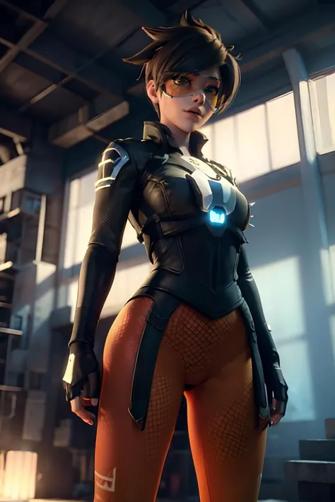 3d, CGI, Render, realistic, realism, photorealism, photo-realistic, high contrast, (photorealistic:1.4), (perfect female figure), 8k high definition detailed realistic, (best quality, masterpiece:1.2), photon mapping, radiosity, physically-based rendering, best quality, highly detailed, 1girl, spiky hair, orange leggings, tracerow, futuristic city background ,   <lyco:Tracer resized3:1.0> tracerow, tracer (overwatch), orange leggings , (visor, googles),
