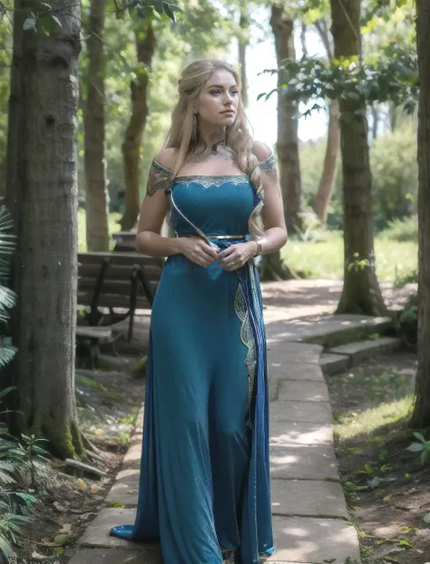 sif, blue dress, walking through woods, long hair, (8k, RAW photo, best quality, masterpiece:1.2),ultra-detailed, (high detailed skin:1.2), 8k uhd, dslr, soft lighting, high quality,    <lora:Sif_GoWR_v3:0.75>
