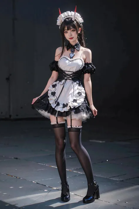 ((Best Quality)), ((Masterpiece)), (Details: 1.4), 3D, Single, A Beautiful Catlady Maid, (Maid Outfit, Lace Lace Dress: 1.9), (A Pair of Cat Ears: 1.6) (Green Pupil: 1.5) (High Heels: 1.4) HDR (High Dynamic Range), Ray Tracing, NVIDIA RTX, Super-Resolution, Unreal 5, Subsurface Scattering, PBR Textures, Post-processing, Anisotropic filtering, depth of field, maximum sharpness and sharpness, multi-layer textures, albedo and specular mapping, surface shading, accurate simulation of light-material interactions, perfect proportions, Octane Render, bicolor light, large aperture, low ISO, white balance, rule of thirds, 8K RAW,