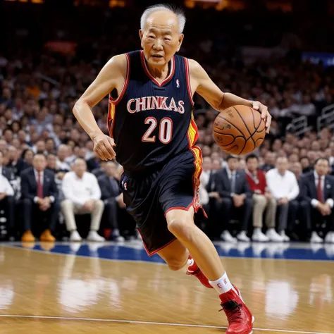 90 year old chinese man, playing basketball in the NBA