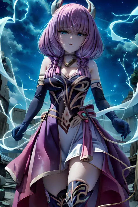 masterpiece, best quality, super fine illustration, an extremely cute girl, highly detailed beautiful face, looking at viewer, 1girl, closeup, looking at viewer, 4k, (lumine, ying, /genshin impact/), high res,
<lora:TheGuillotineAura004:0.7>,
THEGUILLOTINEAURA,1GIRL,6 BRAIDS,((HORNS)),BARE SHOULDERS,CLEAVAGE, CHOKER,NECKLACE, DRESS,NAVEL CUTOUT,NAVEL, ELBOW GLOVES, RED LONG SKIRT,WHITE SKIRT, ZETTAI RYOUIKI, THIGH BOOTS,((blue eyes)),
\(çå¸\),partially submerged, hot spring, waterfall, soaking wet,
doyagao,
\(éèæ¾å¨èº«é«å
©å´ï¼\),arms at sides,
\(éæ³ææ,è½éæ¸\),THUNDERMAGIC,CHARGED AURA,CHARGED AURA,enchanted book ,<lora:ThunderMagic-22:0.8>
<lyco:muririn1-000004:0.4> muririn style,
<lora:more_details:0.5>,