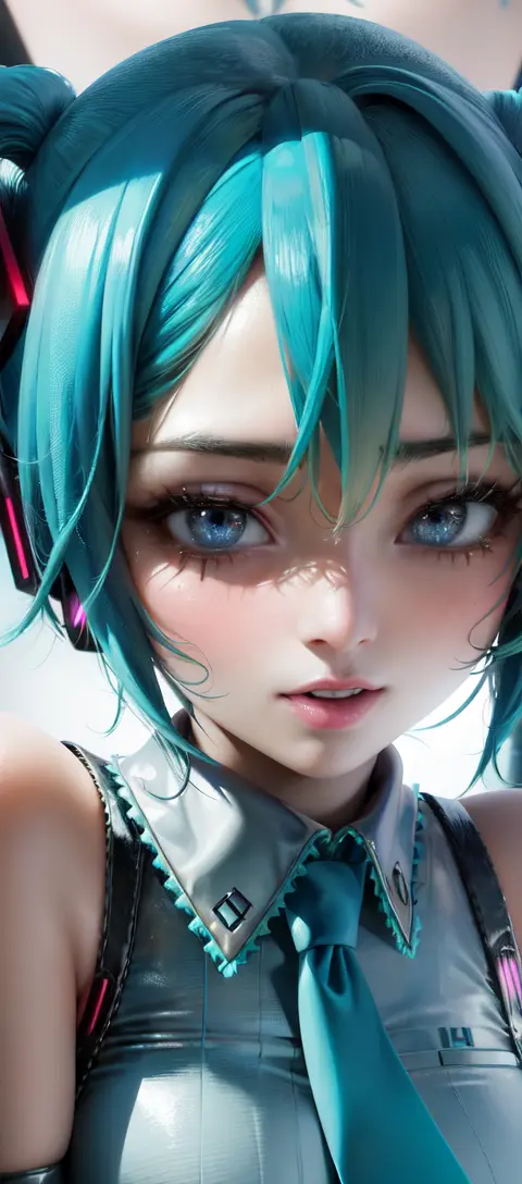 (masterpiece), (best quality), highly detailed, HDR, 1girl, solo focus, skindentation, perfect face, puffy face, beautiful face, big eyes, puffy eyes, perfect eyes, eyelashes, hatsune miku, extreamly detailed face, zoom on face