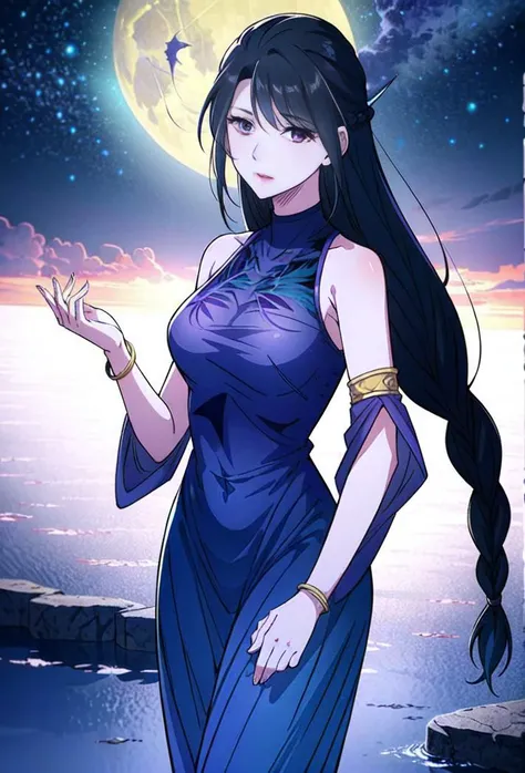 1girl dancing, official art, a character portrait, neck jewelly, contrast, no collar, hair covering face, very long hair, pibo,yan ruyu, solo, braid hair, head_fins, (purple clothes:1.4)
jewelly, , manhua style. cloud, moon, night
<lora:Yan_Ruyu:0.6>