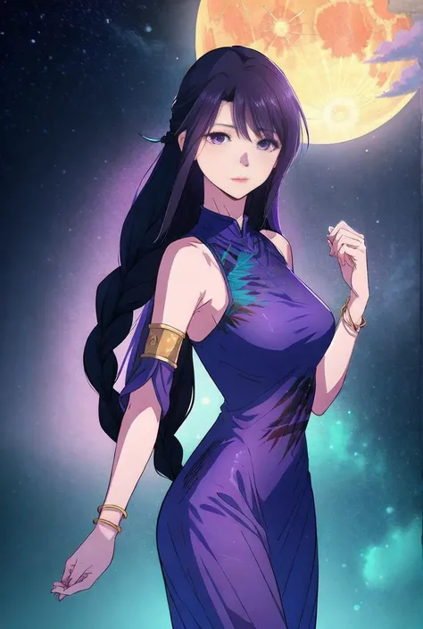 1girl dancing, official art, a character portrait, neck jewelly, contrast, no collar, hair covering face, very long hair, pibo,yan ruyu, solo, braid hair, head_fins, (purple clothes:1.4)
jewelly, , manhua style. cloud, moon, night
<lora:Yan_Ruyu:0.6>