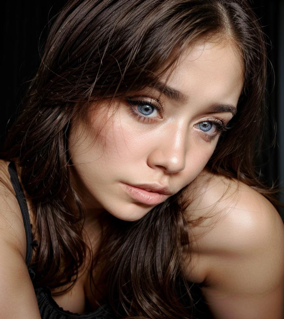cute woman, brunette hair, blue pale eyes, caramel skin tone, strong jaw, big cheeks bone, (sad face:1.1), in black corsete, professional light, cinematic lighting, fashion photography, ambient lighting, atmospheric effects, (adrianalima:1.1) <lora:epiCRealLife:1> <lora:more_details:1> <lora:overtheshoulder:1>