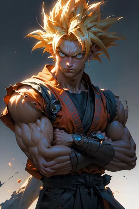 Create a detailed and hyper-realistic oil painting of Goku, the iconic warrior from the 'Dragon Ball' series, standing tall in his Super Saiyan transformation. Employ advanced oil painting techniques to achieve the utmost accuracy and beauty.
Position: Goku stands upright with his fists clenched at his sides, embodying the intensity of a warrior ready to fight.
Appearance: His long, golden-yellow hair is spiked up, reflecting the transformation to his Super Saiyan form. His eyes are stark white, filled with determination.
Aura: Surrounding Goku is a vibrant, yellow aura, symbolizing his immense power. This aura should be painted with layered glazes, allowing for depth and luminosity.
Electricity: Crackling around him are electric sparks. This should be captured with precise, fluid brushstrokes, creating a lifelike sense of movement and energy.
Facial Expression: His face is determined and focused, yet calm. The rendering of his facial features should be meticulous, capturing every nuance of his expression.
Musculature: Goku's muscular form should be depicted with careful attention to anatomical accuracy. Use a combination of glazing and impasto techniques to give the flesh a three-dimensional, tangible quality.
Clothing: He is dressed in his traditional orange fighting gi, torn and battle-worn. The fabric should be painted with finesse, capturing the play of light and shadow on the folds.
Background: Choose a simple, atmospheric background that does not distract from the central figure but complements and enhances the overall composition.
Techniques: Utilize a combination of techniques, such as layering, glazing, impasto, and scumbling, to achieve a rich and complex texture. The interplay of light and shadow should be carefully managed to convey a realistic three-dimensional effect.
Palette: Employ a carefully selected palette that complements Goku's Super Saiyan form, with golden yellows, deep shadows, and brilliant highlights.
The overall painting should not only depict Goku in his Super Saiyan form but also capture the essence of his character and the intensity of his power. It should be a masterpiece that any 'Dragon Ball' fan would instantly recognize and appreciate
(realistic:1.2), (realism), (masterpiece:1.2), (ultra detailed), (best quality), intricate, cinematic lighting, comprehensive cinematic, portrait photography, magical photography, (gradients), colorful, detailed landscape, cinematic bloom,
<lora:LowRA:0.25>, <lora:NijiExpressV2:0.4>, <lora:add_detail:0.4>, <lora:epi_noiseoffset2:1>, <lora:more_details:0.2>