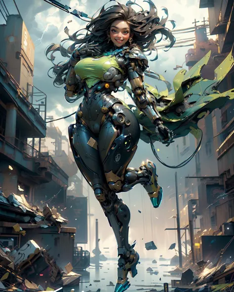 (best quality, masterpiece:1.2), photorealistic, ultra high res, full body shot, front lighting, intricate detail, Exquisite details and textures, a close up of a robot with a green cape on, saudi futuristic warrior mecha, genji from overwatch, overwatch character concept art, genji, orisa from overwatch, sigma from overwatch, from overwatch, amazing 8k character concept art, overwatch skin, cyborg dr doom in ornate armour, as an overwatch character, as overwatch character, sci - fi character