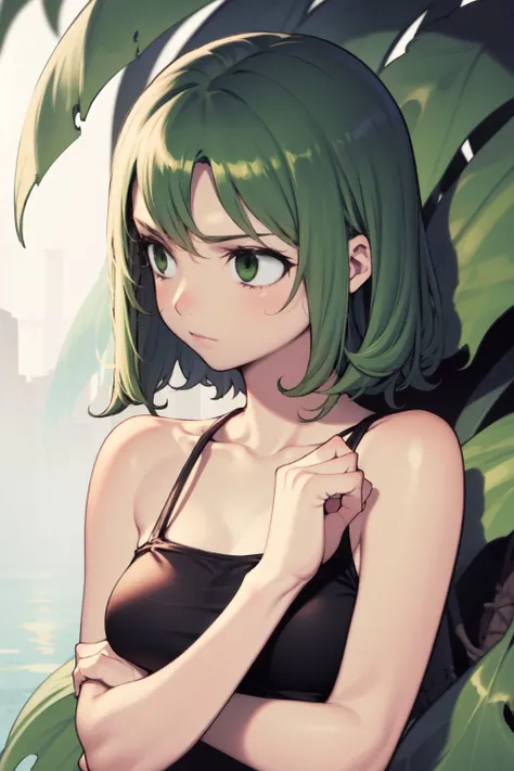 upper body, solo, 1girl, green hair <lora:ryota-h_style_v01:1>