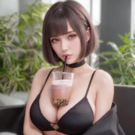 Masterpiece, high quality, 4K, beautiful design, shiny, from the front, award winning photo, extremely detailed, amazing, fine detail, absurdres, highly detailed ((dark haired haired European woman)), (((short hair))),extremely detailed eyes and face, by lee jeffries nikon d850 film stock photograph 4 kodak portra 400 camera f1.6 lens rich colors hyper realistic lifelike texture dramatic lighting unrealengine trending on artstation cinestill 800 tungsten, 1girl, solo, expressive look, (bob haircut, bob haircut with bangs, pink makeup on the nose,snub nose,snub nosed woman,smiling seductively,puffy lips, very detailed face [Elsa Jean|Natalie Portman]:1.255) HDR, highest quality, sexy tutu, sharp focus, looking at viewer, facing viewer, 4k,grey eyes beautifully detailed,a woman posing for a picture making a cute face,wearing a choker around the neck, facing the viewer, standing,(upper body  closeup picture:1.3),

boobatea, a woman in a black bra top drinking a drink , with a cup of bubble tea on her boobs, lips on the straw, drinking through the straw,  <lora:boobatea:0.75>