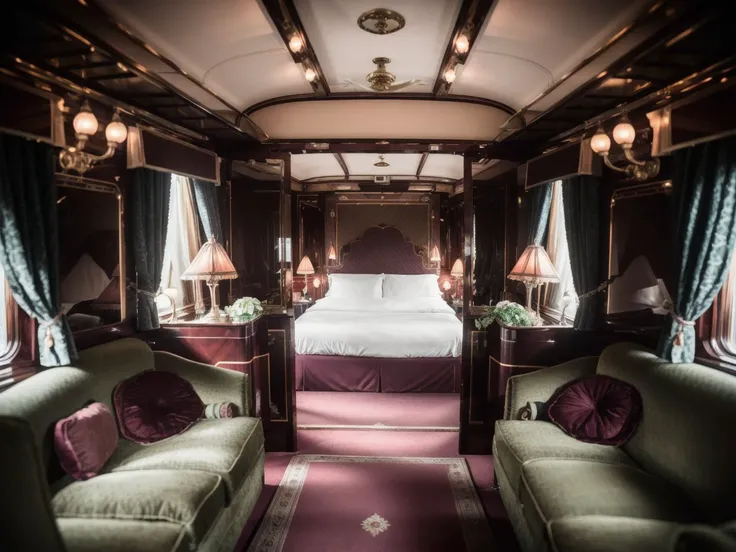 <lyco:Joan Fontaine-v1.0:0> <lyco:orient express-v1.0> orient express luxurious bedroom, film grain, sharp, uhd, colorful