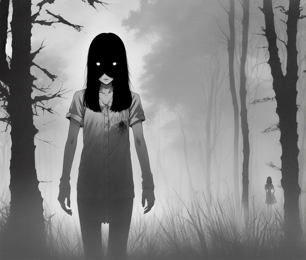 a horror beyond my comprehension staring at me, infamous dark photograph, no mouth, anime, youkai, manga, art by junji ito